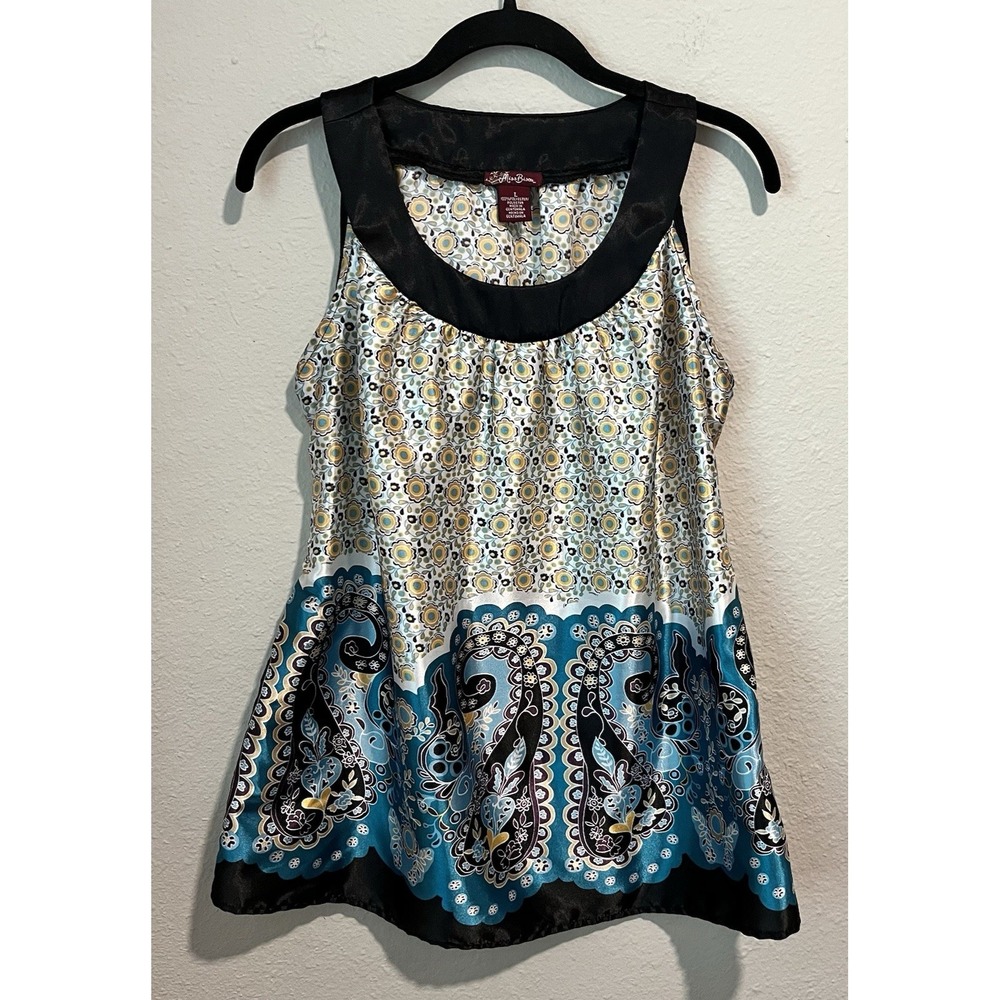 Miss Bisou Y2K Top Size Large Satiny Sleeveless Round Neckline Fairy Babydoll